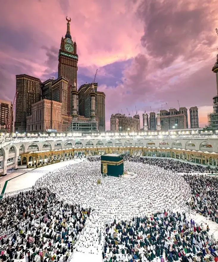 The Kaaba with pilgrims performing tawaf